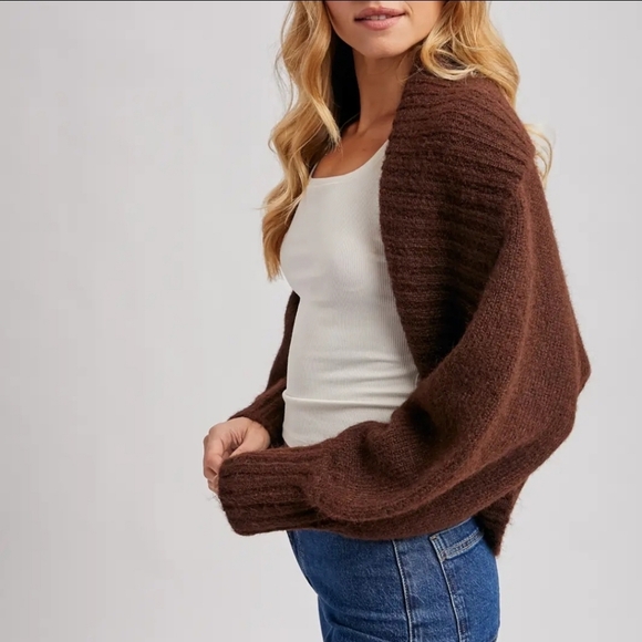 Cropped Chuncky Knit Sweater Shrug - Picture 3 of 4